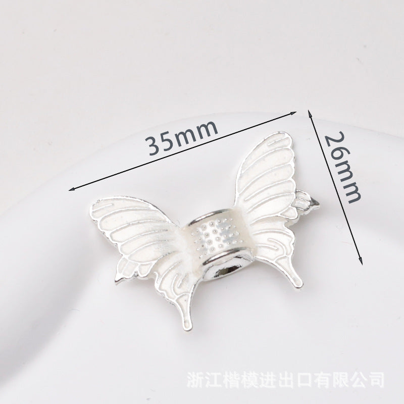 Wholesale 50PCS DIY Metal Electroplated Colorful Wings Butterfly Vertical Hole Loose Beads